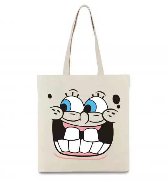 Эко-сумка Sponge Bob широка посмішка Бежевый фото