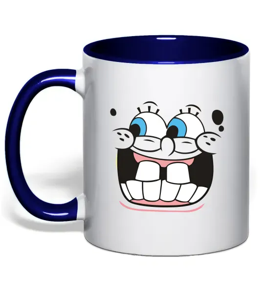 Чашка с цветной ручкой Sponge Bob широка посмішка Глубокий темно-синий фото