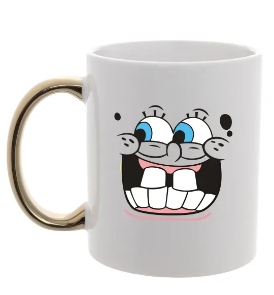 Чашка с цветной ручкой Sponge Bob широка посмішка Золото фото