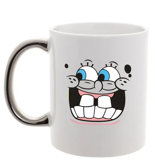 Чашка с цветной ручкой Sponge Bob широка посмішка Серебро фото