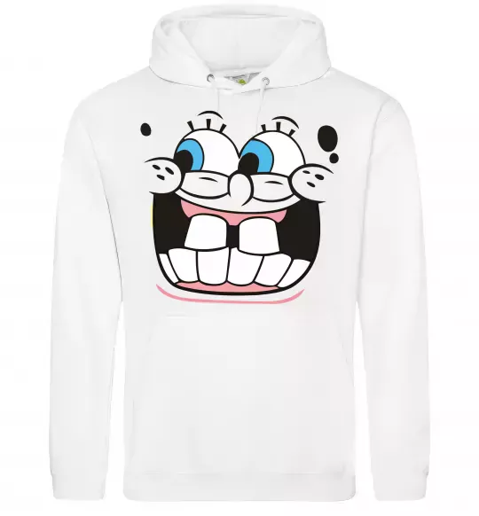 Мужская толстовка (худи) Sponge Bob широка посмішка Белый фото