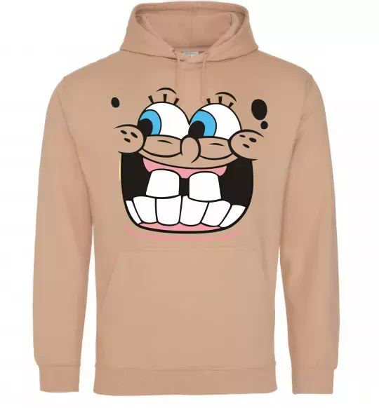 Мужская толстовка (худи) Sponge Bob широка посмішка Песочный фото