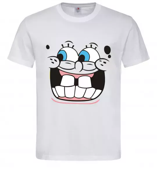 Чоловіча футболка Sponge Bob широка посмішка Білий фото
