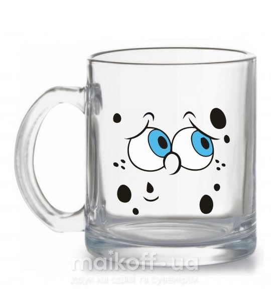 Чашка стеклянная Sponge Bob думающее лицо Прозрачный фото