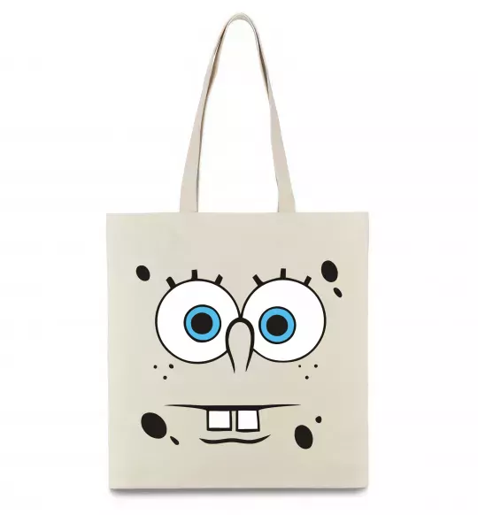 Еко-сумка Sponge Bob стурбоване обличчя Бежевий фото