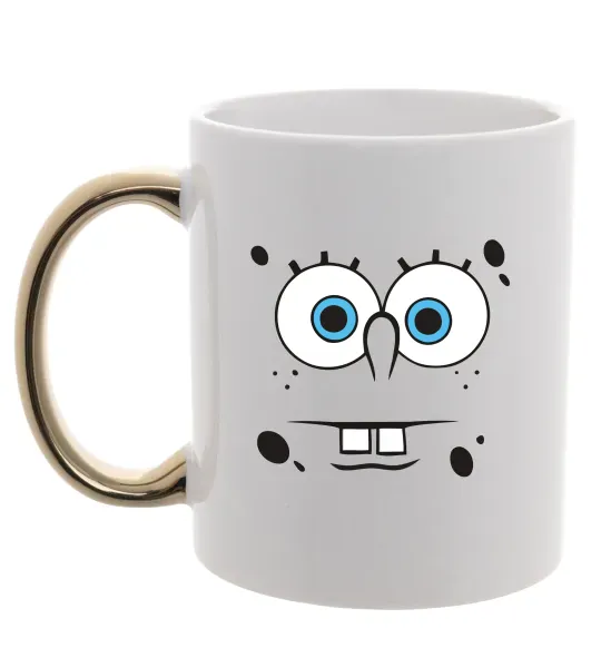 Чашка с цветной ручкой Sponge Bob стурбоване обличчя Золото фото