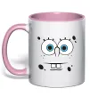 Чашка с цветной ручкой Sponge Bob стурбоване обличчя Нежно розовый фото