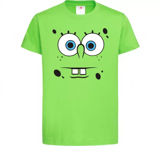 Дитяча футболка Sponge Bob стурбоване обличчя Лаймовий фото