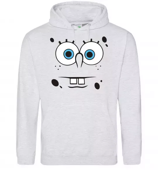 Женская толстовка (худи) Sponge Bob стурбоване обличчя Серый меланж фото