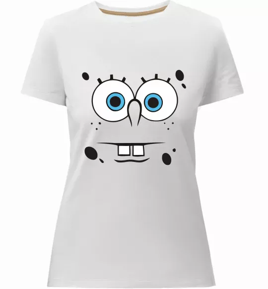 Жіноча преміум футболка Sponge Bob стурбоване обличчя Білий фото