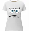 Жіноча преміум футболка Sponge Bob стурбоване обличчя Білий фото