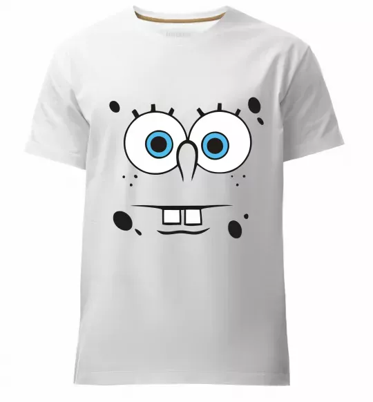Чоловіча преміум футболка Sponge Bob стурбоване обличчя Білий фото