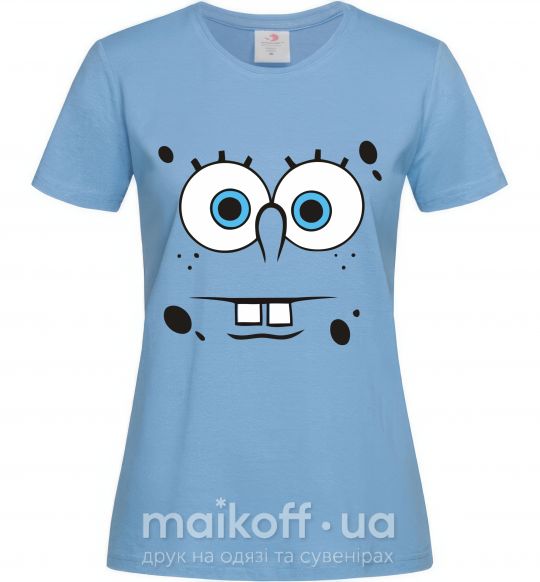Жіноча футболка Sponge Bob озабоченное лицо Блакитний фото