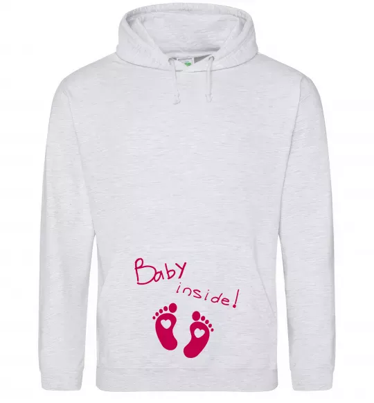 Женская толстовка (худи) BABY INSIDE (ніжки) Серый меланж фото