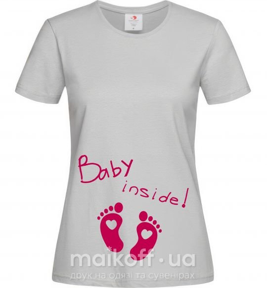 Женская футболка BABY INSIDE (ножки) Серый фото