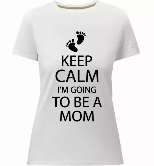 Жіноча преміум футболка Keep calm and i'm going to be a mom Білий фото