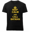 Чоловіча преміум футболка Keep calm and call a Batman Чорний фото