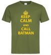 Мужская футболка Keep calm and call a Batman Оливковый фото