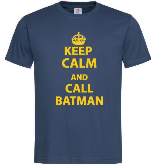 Мужская футболка Keep calm and call a Batman Темно-синий фото