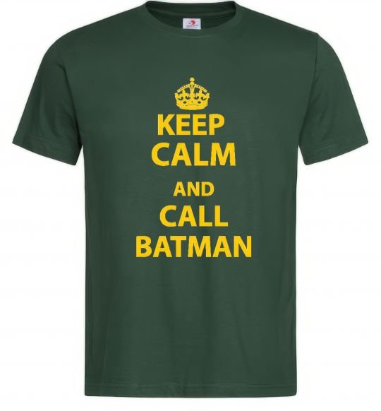 Мужская футболка Keep calm and call a Batman Темно-зеленый фото