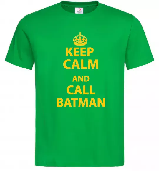 Мужская футболка Keep calm and call a Batman Зеленый фото