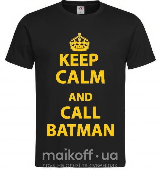 Чоловіча футболка Keep calm and call a Batman Чорний фото