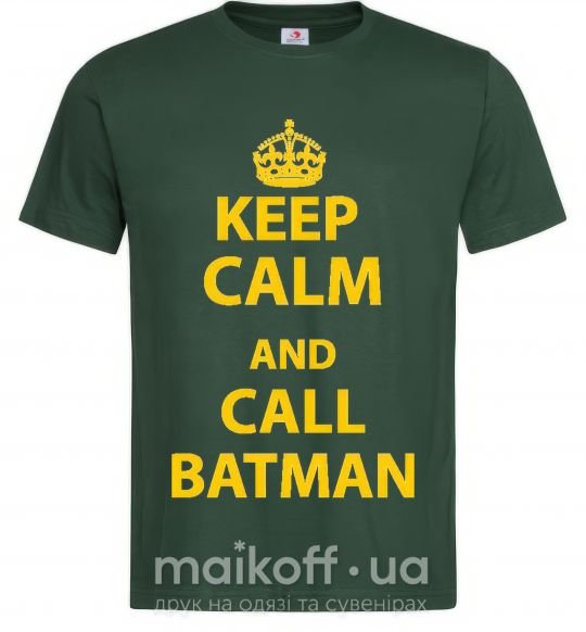 Мужская футболка Keep calm and call a Batman Темно-зеленый фото