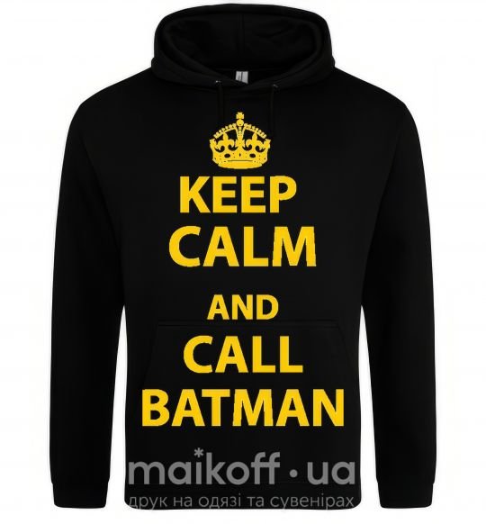 Чоловіча толстовка (худі) Keep calm and call a Batman Чорний фото