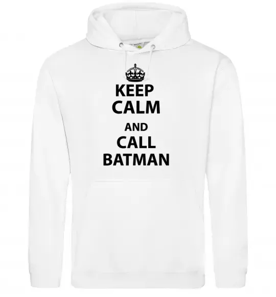 Чоловіча толстовка (худі) Keep calm and call a Batman Білий фото