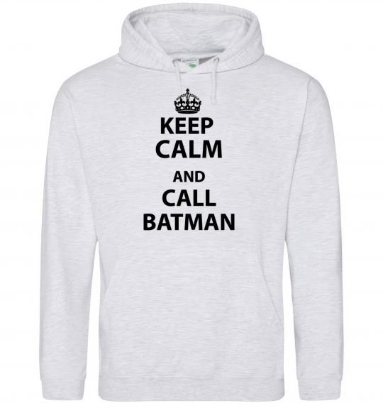 Мужская толстовка (худи) Keep calm and call a Batman Серый меланж фото