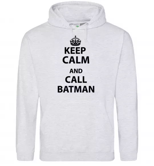 Чоловіча толстовка (худі) Keep calm and call a Batman Сірий меланж фото
