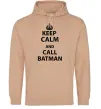 Чоловіча толстовка (худі) Keep calm and call a Batman Пісочний фото