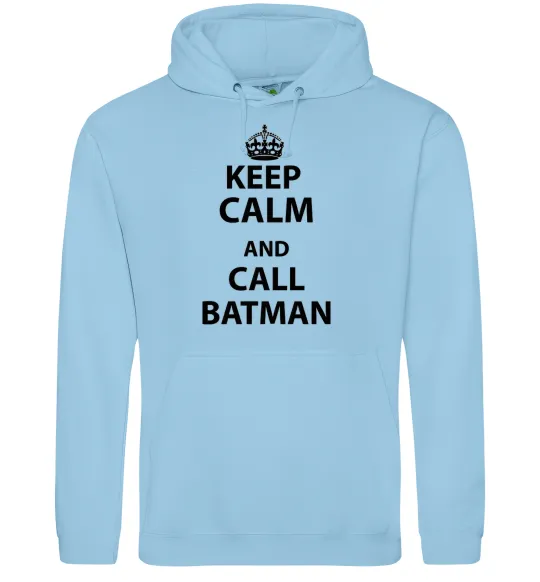 Чоловіча толстовка (худі) Keep calm and call a Batman Блакитний фото