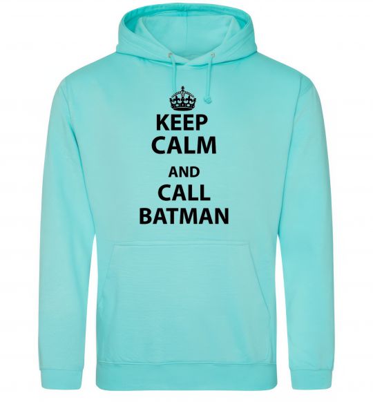 Мужская толстовка (худи) Keep calm and call a Batman Мятный фото