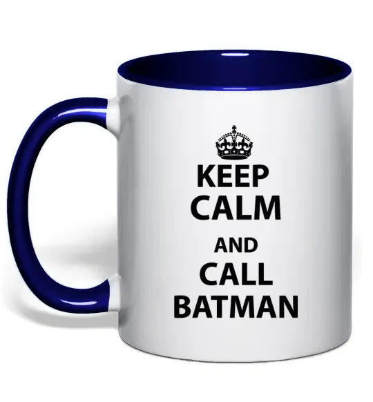 Чашка с цветной ручкой Keep calm and call a Batman Глубокий темно-синий фото