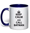 Чашка с цветной ручкой Keep calm and call a Batman Глубокий темно-синий Чашка с цветной ручкой Keep calm and call a Batman Глубокий темно-синий фото