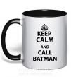 Чашка з кольоровою ручкою Keep calm and call a Batman Чорний фото
