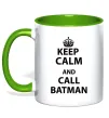 Чашка з кольоровою ручкою Keep calm and call a Batman Лаймовий фото