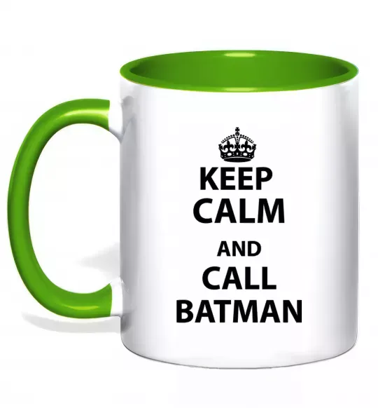 Чашка с цветной ручкой Keep calm and call a Batman Зеленый фото