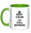 Чашка с цветной ручкой Keep calm and call a Batman Зеленый Чашка с цветной ручкой Keep calm and call a Batman Зеленый фото