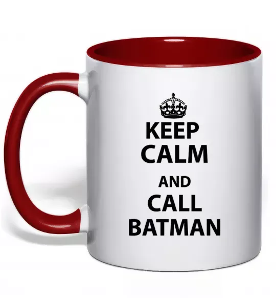 Чашка с цветной ручкой Keep calm and call a Batman Красный фото