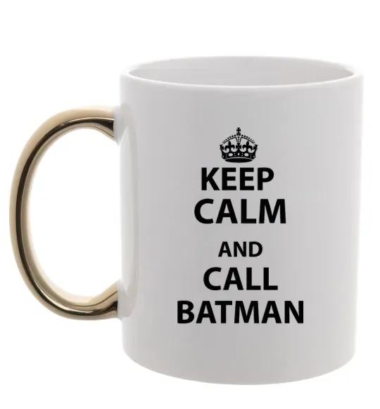 Чашка с цветной ручкой Keep calm and call a Batman Золото фото