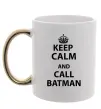 Чашка с цветной ручкой Keep calm and call a Batman Золото Чашка с цветной ручкой Keep calm and call a Batman Золото фото