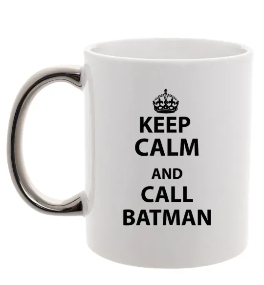 Чашка с цветной ручкой Keep calm and call a Batman Серебро фото