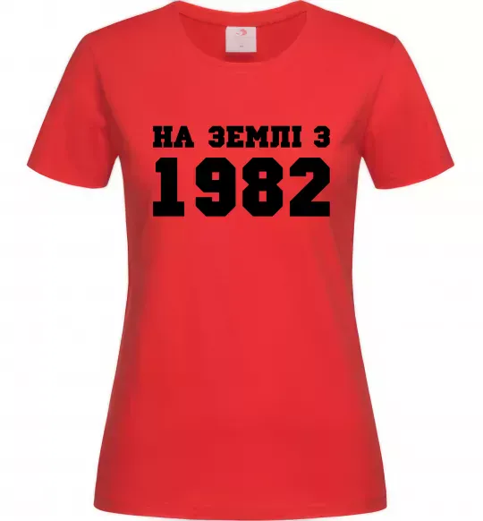 Жіноча футболка На землі з .. Червоний фото