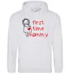 Женская толстовка (худи) FIRST TIME MOMMY Серый меланж Женская толстовка (худи) FIRST TIME MOMMY Серый меланж фото