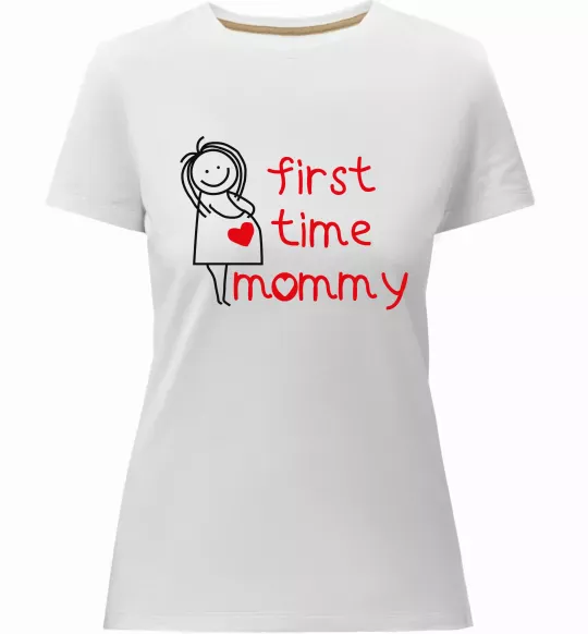 Женская премиум футболка FIRST TIME MOMMY Белый фото