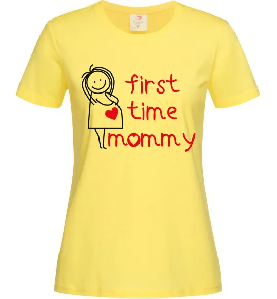 Женская футболка FIRST TIME MOMMY Лимонный фото
