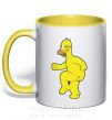 Чашка з кольоровою ручкою Гомер голый Сонячно жовтий фото