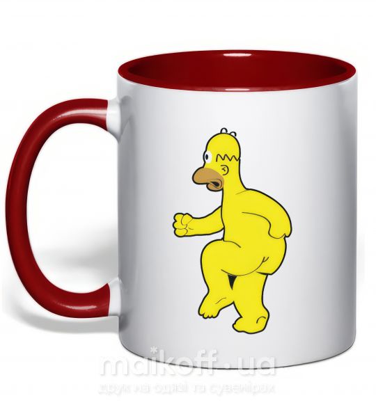 Чашка с цветной ручкой Гомер голый Красный фото